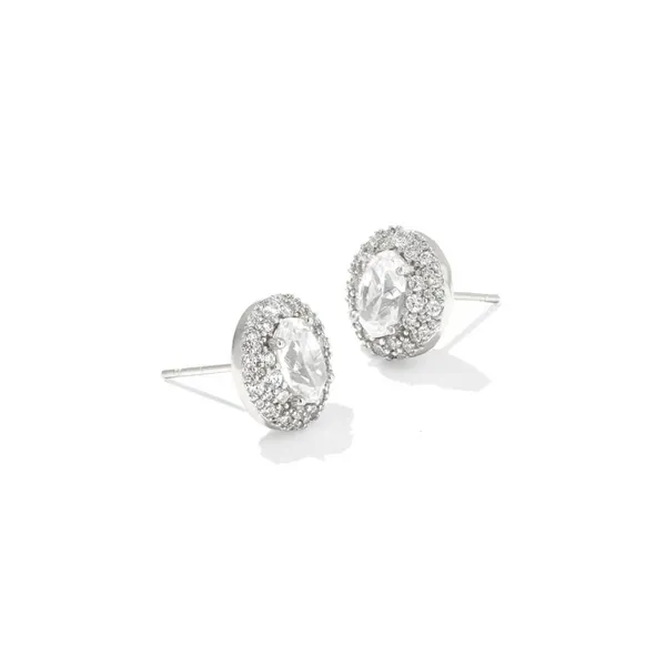Rhodium Plated Bella Stud Earrings in White CZ Dickinson Jewelers Dunkirk, MD