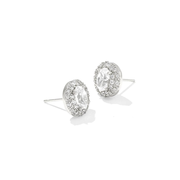 Rhodium Plated "Bella" Stud Earrings in White CZ Dickinson Jewelers Dunkirk, MD