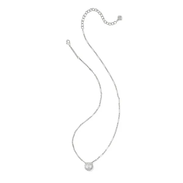 Rhodium Plated Bella Short Pendant Necklace in White CZ Image 2 Dickinson Jewelers Dunkirk, MD