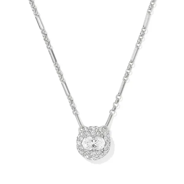 Rhodium Plated Bella Short Pendant Necklace in White CZ Dickinson Jewelers Dunkirk, MD