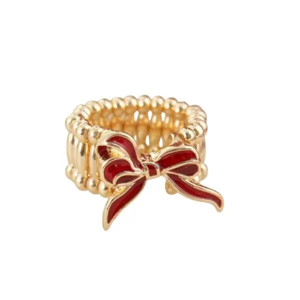 Goldtone Red Bow Stretch Ring Dickinson Jewelers Dunkirk, MD