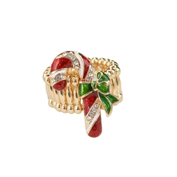 Goldtone Vintage Candy Cane Stretch Ring Dickinson Jewelers Dunkirk, MD