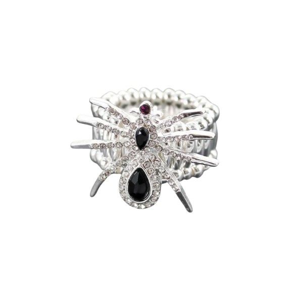 Silvertone Crystal Spider Stretch Ring Dickinson Jewelers Dunkirk, MD