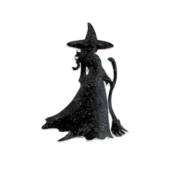 Silvertone Glitter Witch Silhouette Pin/Pendant Dickinson Jewelers Dunkirk, MD