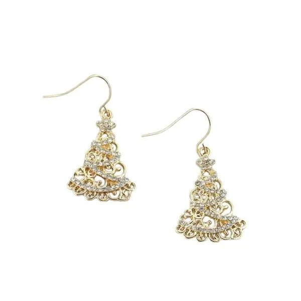 Goldtone & Silvertone Crystal Tree Earrings Dickinson Jewelers Dunkirk, MD