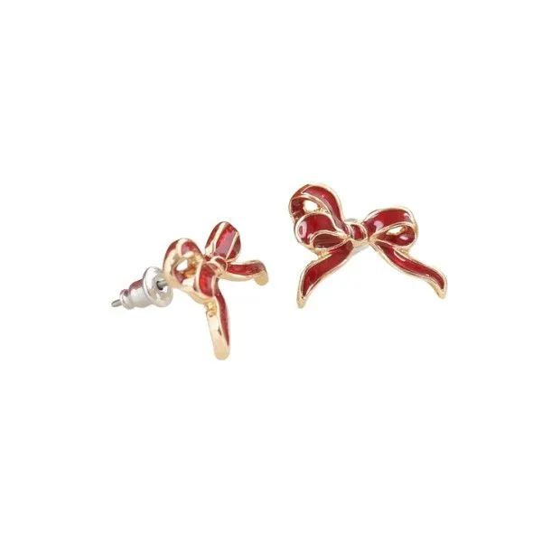 Goldtone Red Bow Stud Earrings Dickinson Jewelers Dunkirk, MD