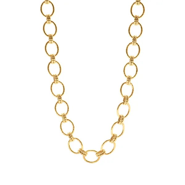 18k Gold Plated Grande Link Hammered Necklace Dickinson Jewelers Dunkirk, MD