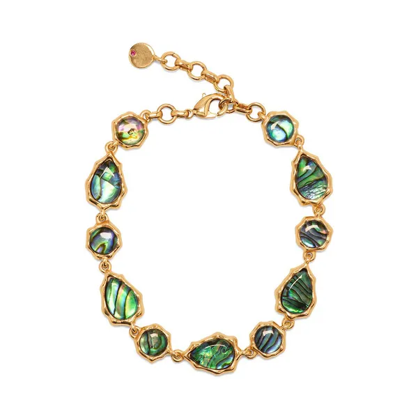 18k Gold Plated Link Bracelet in Abalone Dickinson Jewelers Dunkirk, MD