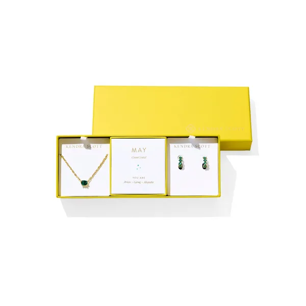 14Kt Gold Plated Cailin Birthstone Set in Green Crystal Dickinson Jewelers Dunkirk, MD