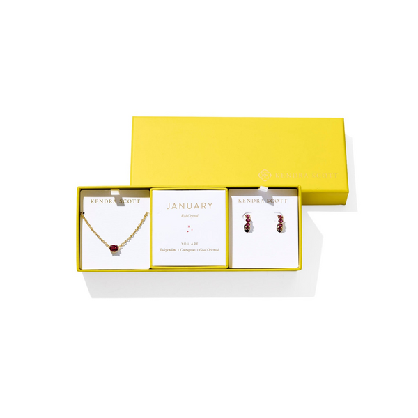 14k Gold Plated Birthstone Set in Red Crystal Dickinson Jewelers Dunkirk, MD