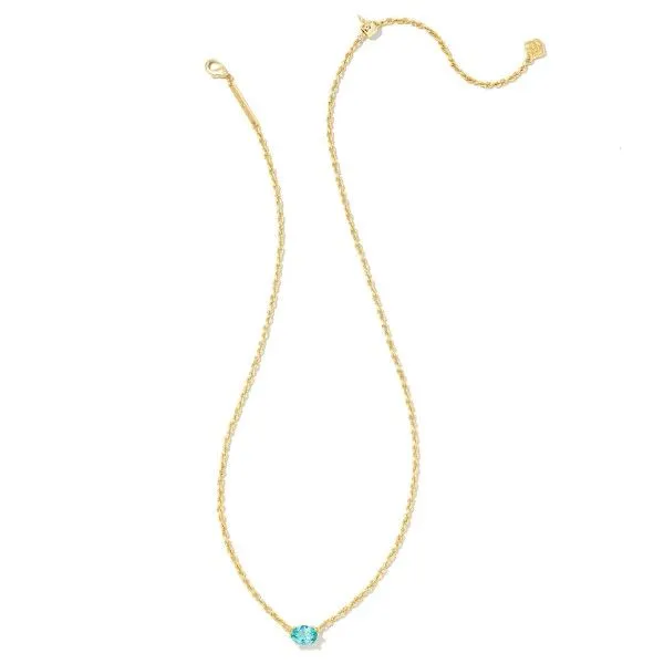 14Kt Gold Plated Aqua Crystal Pendant Necklace Image 2 Dickinson Jewelers Dunkirk, MD
