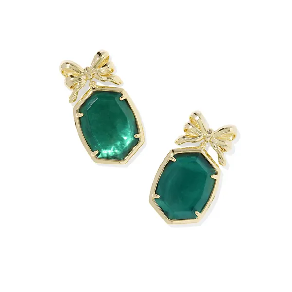 Gold Plated Bow Drop Earrings in Pine Illusion Dickinson Jewelers Dunkirk, MD