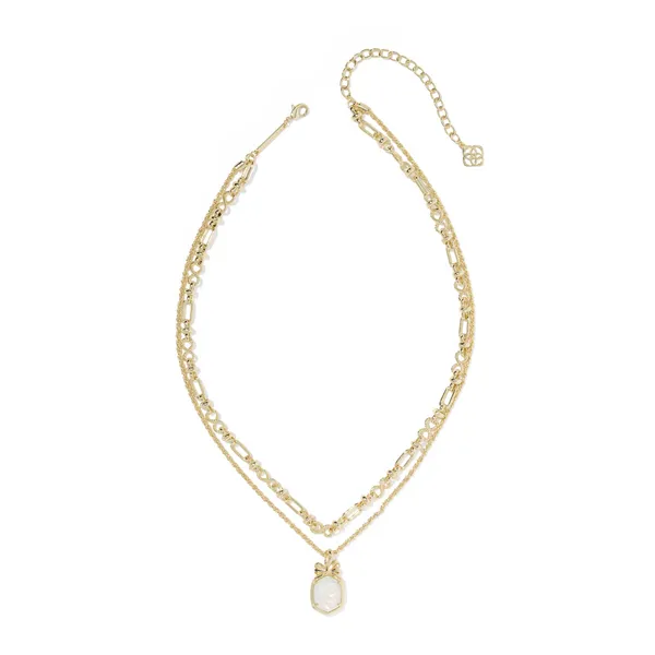 Gold Plated Bow Multi Strand Necklace in Iridescent Crystal Ivory Illusion Image 2 Dickinson Jewelers Dunkirk, MD