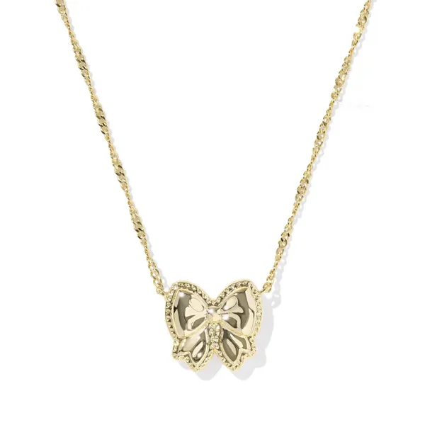 Gold Plated Bow Short Pendant Necklace in Ivory MOP Image 2 Dickinson Jewelers Dunkirk, MD
