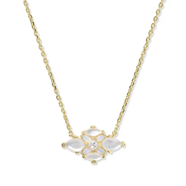 Gold Plated Crystal Pendant Necklace in Neutral Mix Dickinson Jewelers Dunkirk, MD