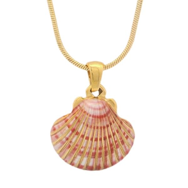 Goldtone Clam Shell Pendant on Chain Dickinson Jewelers Dunkirk, MD