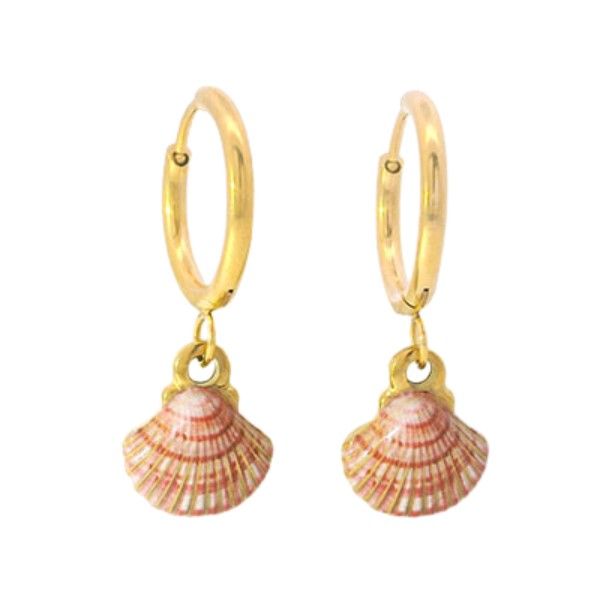 Red/White Clam Shell Hoop Earrings Dickinson Jewelers Dunkirk, MD