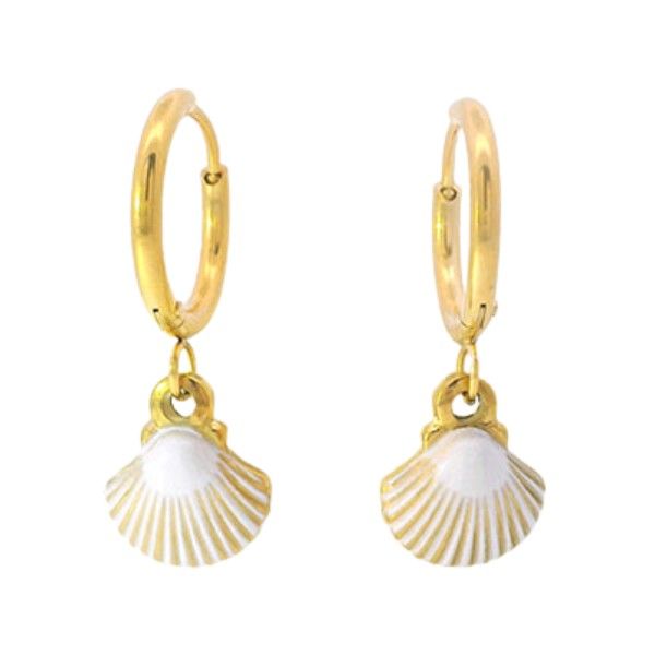 Goldtone Clam Shell Dangle Hoop Earrings Dickinson Jewelers Dunkirk, MD