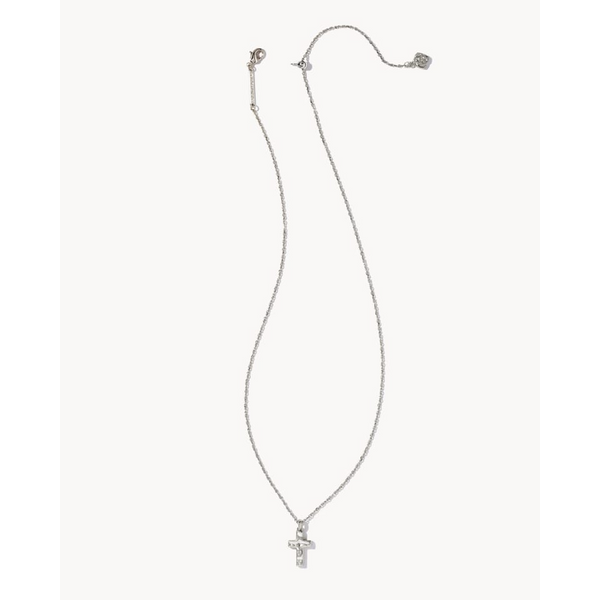 Rhodium Plated Cross Pendant Necklace Image 2 Dickinson Jewelers Dunkirk, MD