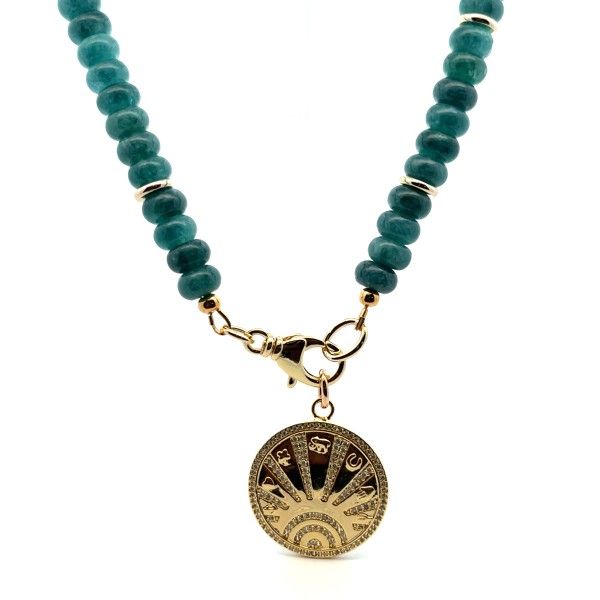 18k Gold Plated Dark Turquoise Jade Necklace Dickinson Jewelers Dunkirk, MD
