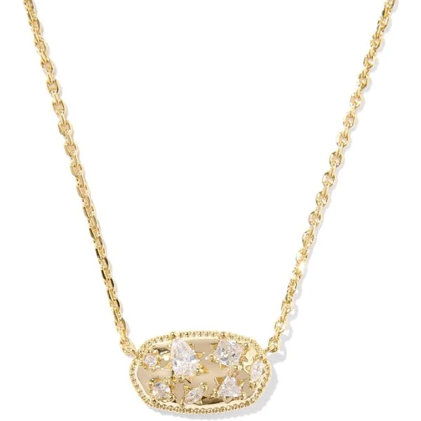14Kt Gold Plated White CZ Pendant Necklace Dickinson Jewelers Dunkirk, MD