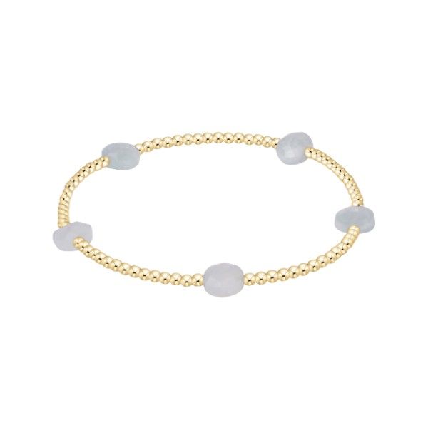 14k Gold Filled Aquamarine Beaded Stretch Bracelet Dickinson Jewelers Dunkirk, MD