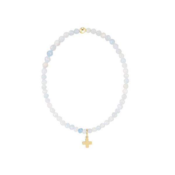 14k Gold Filled Aquamarine Beaded Stretch Bracelet Dickinson Jewelers Dunkirk, MD