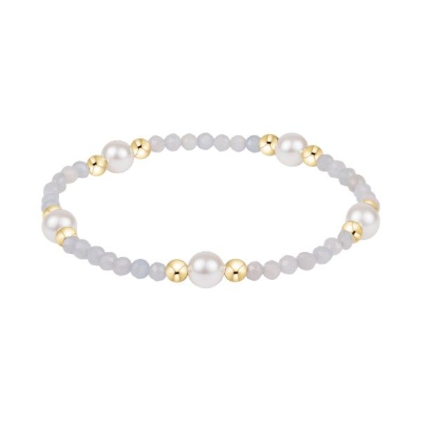 14k Gold Filled Aquamarine Beaded Stretch Bracelet Dickinson Jewelers Dunkirk, MD