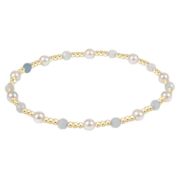 14k Gold Filled Aquamarine Beaded Stretch Bracelet Dickinson Jewelers Dunkirk, MD