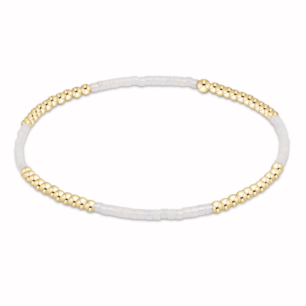 14k Gold Filled White Beaded Stretch Bracelet Dickinson Jewelers Dunkirk, MD