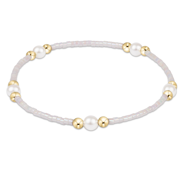 14k Gold Filled Silky White Beaded Stretch Bracelet Dickinson Jewelers Dunkirk, MD
