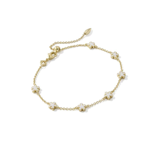 14k Gold Plated Delicate Chain Bracelet in White Enamel Dickinson Jewelers Dunkirk, MD