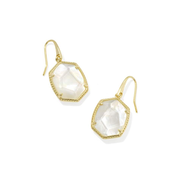 14k Gold Plated Frame Drop Earrings in Ivory MOP Dickinson Jewelers Dunkirk, MD