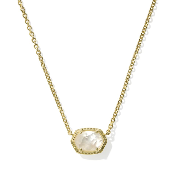 14k Gold Plated Frame Pendant Necklace in Ivory MOP Dickinson Jewelers Dunkirk, MD