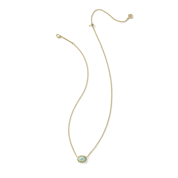 14k Gold Plated Frame Pendant Necklace in Teal Amazonite Image 2 Dickinson Jewelers Dunkirk, MD