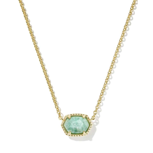 14k Gold Plated Frame Pendant Necklace in Teal Amazonite Dickinson Jewelers Dunkirk, MD