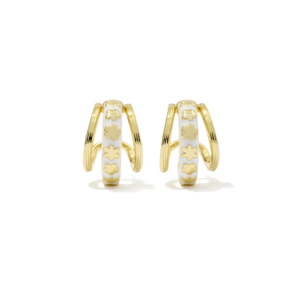 14k Gold Plated Huggie Earrings in White Enamel Dickinson Jewelers Dunkirk, MD