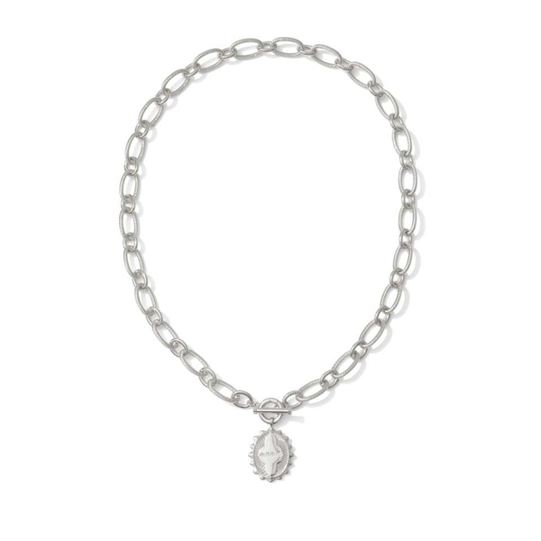 Rhodium Plated Mama Link Chain Necklace Image 2 Dickinson Jewelers Dunkirk, MD
