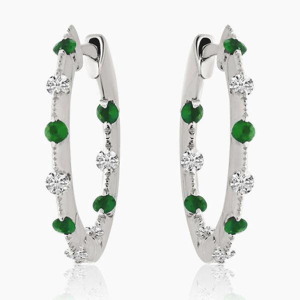 Emerald and Diamond Hoop Earrings Diedrich Jewelers Ripon, WI