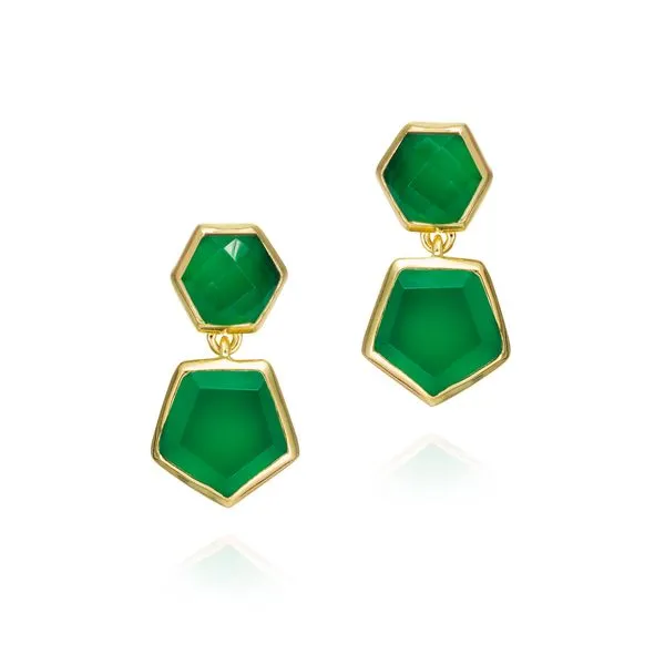 Sterling Silver Green Onyx Earrings