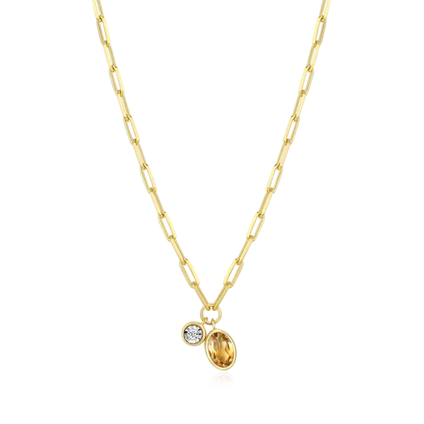 Citrine and Lab Grown Diamond Necklace Diedrich Jewelers Ripon, WI