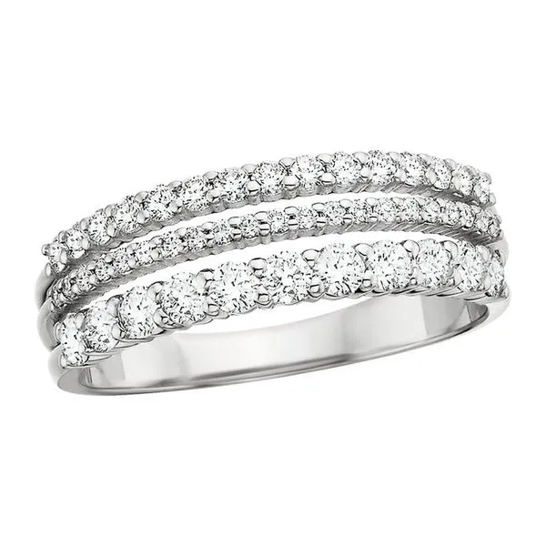 14Kt White Gold Ring with Three Rows of Diamonds Diny's Jewelers Middleton, WI