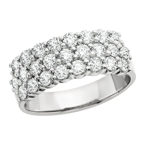 14Kt White Diamond Ring with Three Rows of Diamonds Diny's Jewelers Middleton, WI
