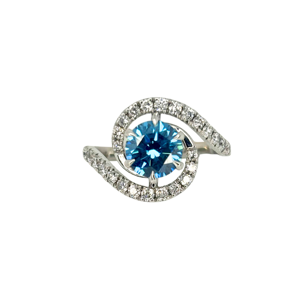 14K White Gold Blue Diamond Ring Image 2 Diny's Jewelers Middleton, WI