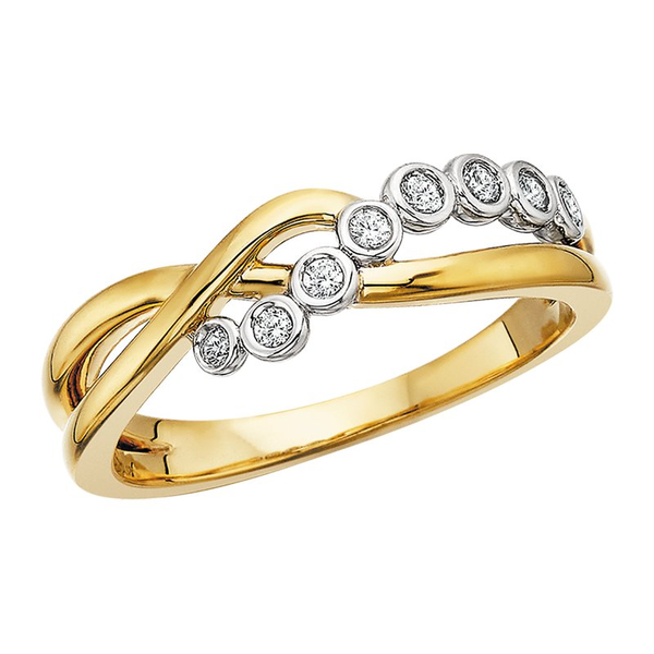 14K Two Tone Diamond Bezel Wave Ring Diny's Jewelers Middleton, WI