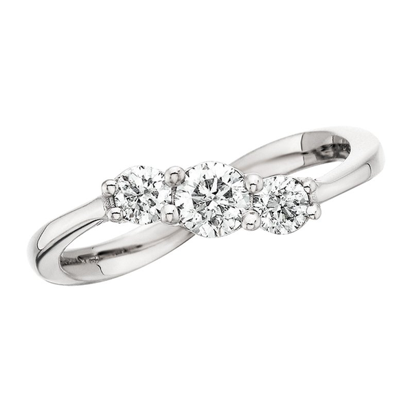14K White Gold 3-Stone Diamond Wave Ring Diny's Jewelers Middleton, WI