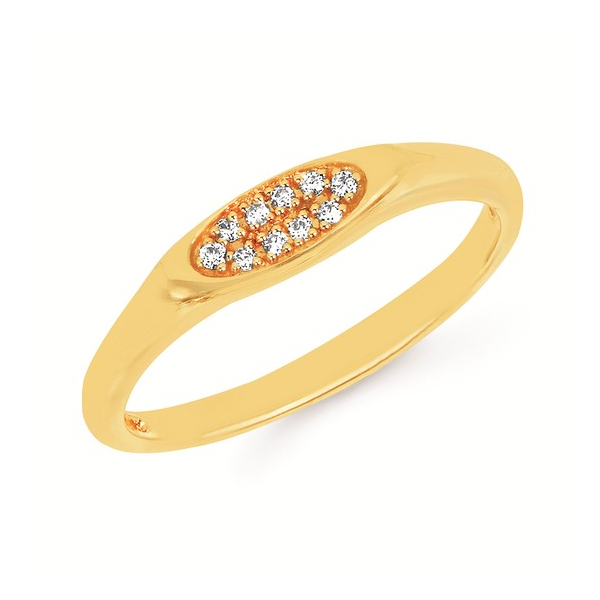 14K Yellow Gold Pave Diamond Signet Ring Diny's Jewelers Middleton, WI