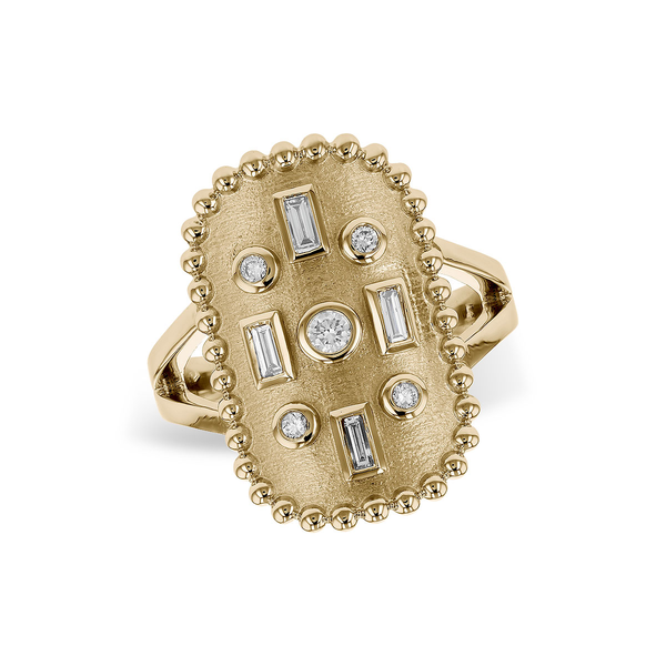 14K Yellow Gold Geometric Diamond Ring Diny's Jewelers Middleton, WI
