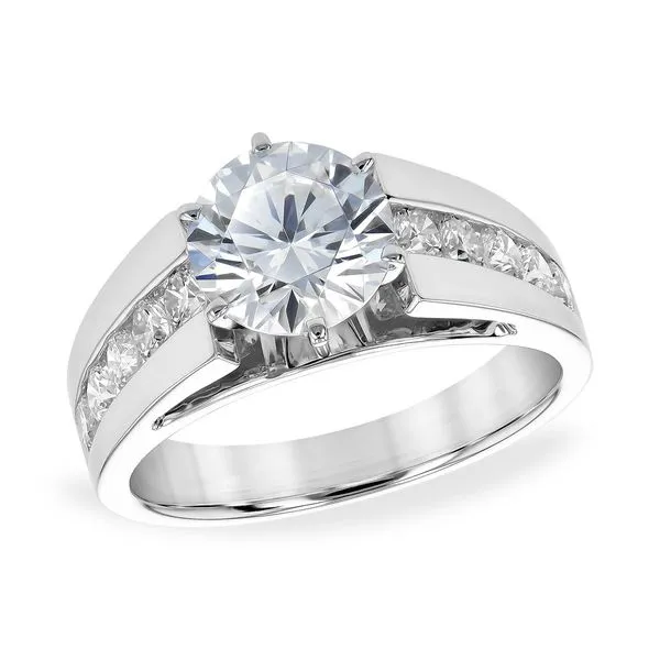 14KT White Gold Semi Mount Ring (Center shows with 2ct CZ) 10RD.76ctw Image 3 Diny's Jewelers Middleton, WI