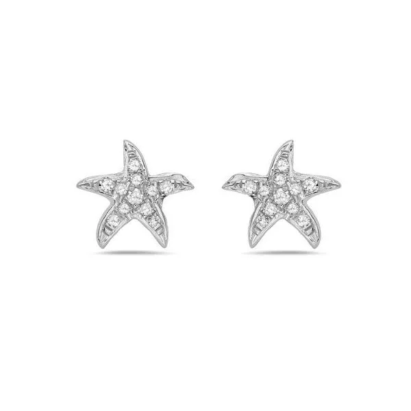 14K White Gold Diamond Starfish Earrings Diny's Jewelers Middleton, WI